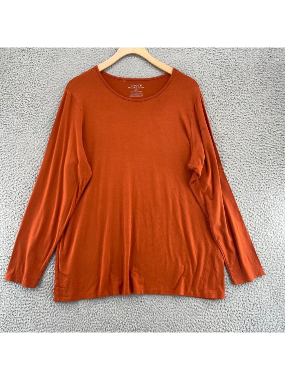 Chicos Top Womens 3 US Extra Large Orange Ultimate Tee Long Sleeves Stretch Knit